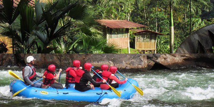 To get to the Pacuare River Lodge, you'll go to the Pacuare River Bar and Grill, located between Turrialba and Siquirres, where a lodge representative will welcome you and show you where you can safely park your car. Then you'll meet your guide who will take you whitewater rafting down the river to the lodge or through the jungle by horseback or 4-wheel ATV, those last options are under request only. A base camp for whitewater rafting, the lodge offers a variety of tours exploring Class lll to Class V river rapids. Your guides will take you on hikes to waterfalls and natural waterslides. You might visit an indigenous village or practice kayaking. You will overnight in individual screened rustic cabins dotted along the river banks with patio decks facing the water. Outside there are hammocks and inside a comfortable bed with all linens. Shared bathroom and cold-water shower facilities are easily accessed and a central, covered open-air restaurant will provide delicious meals, beer, and wine included in the rafting tours. The off-the-grid lodge uses solar panels and hydroelectric power that can charge up your devices. Limited wifi might be accessible. The friendly staff will provide personalized service and when it's time to leave, will help you retrieve your car.