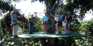 Canopy Ziplining in La Fortuna offres fantasticc views of the Arenal Volcano