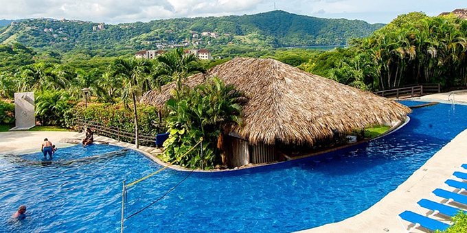 Villas Sol Resort is an all-inclusive resort located along the hillside in front of Playa Hermosa beach.  Resort amenities include swimming pool, jacuzzi, restaurant, bar, spa, gym, beach club, business center and internet.