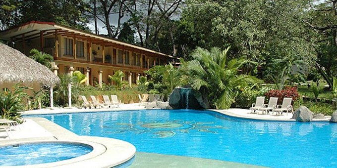 Hotel DoceLunas is an eco-style hotel located near Jaco beach, but in a rainforest setting. Hotel amenities include tropical gardens, yoga studio, gourmet restaurant, spa service, conference center, bar, swimming pool, laundry service, and internet access.