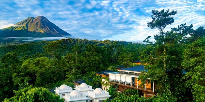 The view to Arenal Volcano National Park from Nayara Springs Resort