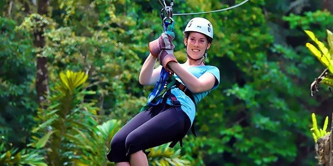 The canopy zip line is a thrilling way to soar through the forest treetops.
