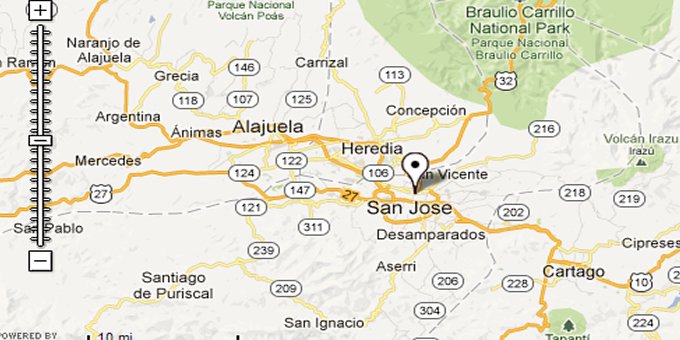 Find your way in San Jose, discover its many attractions and navigate easily to nearby towns like Heredia and Alajuela.