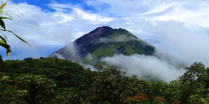 A view of Arenal Volcano from within the national park
