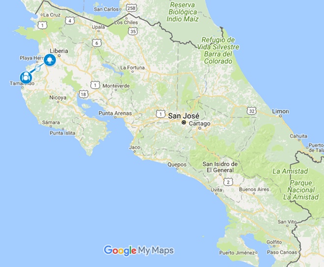 Westin Playa Conchal Itinerary Map