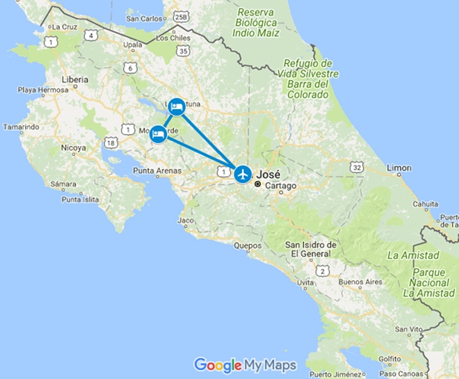 Coco Loco Adventure Costa Rica Vacation Map
