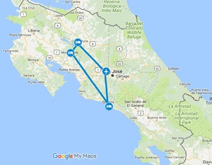 Costa Rica Highlights Family Getaway Map