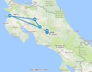 Enchanting Costa Rica Honeymoon Vacation Map