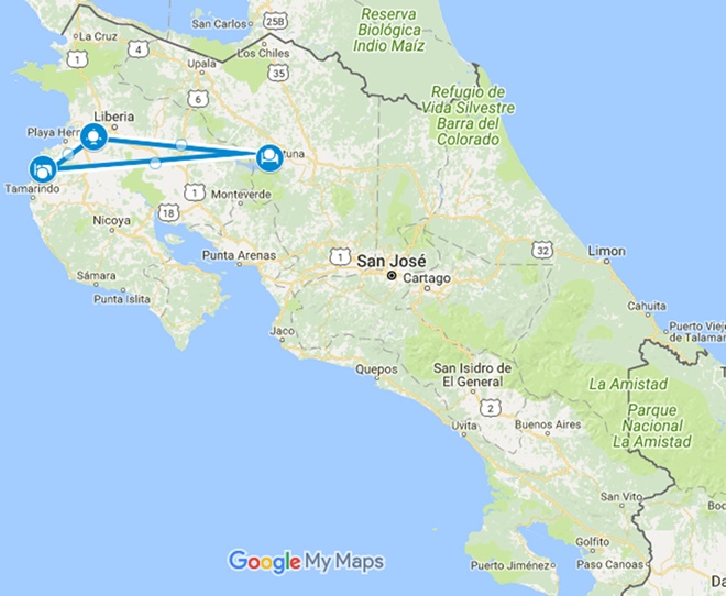 Mango Madness Inclusive Adventure Costa Rica Vacation Map