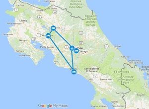 Pura Vida Best of Costa Rica Family Vacation Map