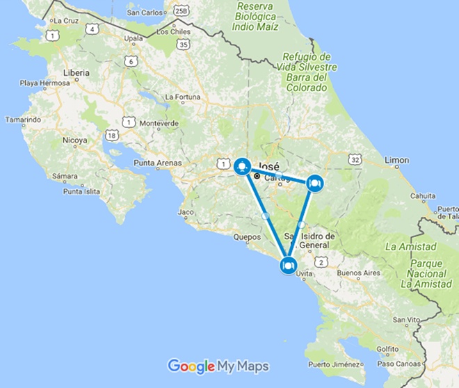 Pure Adrenaline Adventure Costa Rica Vacation Map