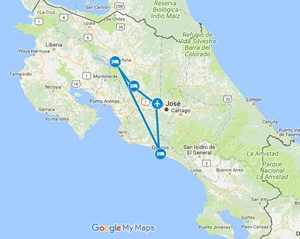 Sensual Safari Costa Rica Honeymoon Vacation Map