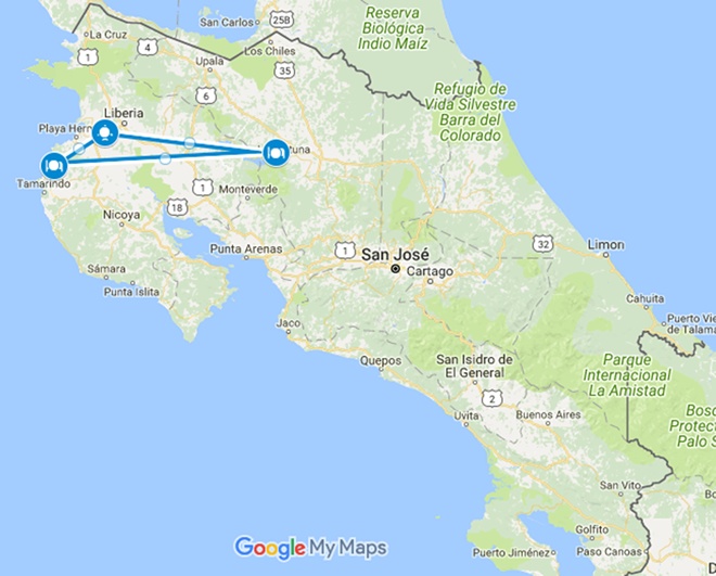Smooth Tropics Inclusive Adventure Costa Rica Vacation Map