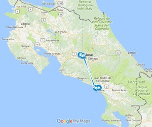 Waves and Caves Challenge Costa Rica Adventure Vacation Map